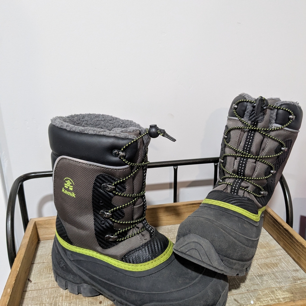 Kamik Kids' Black and Green Winter Boots